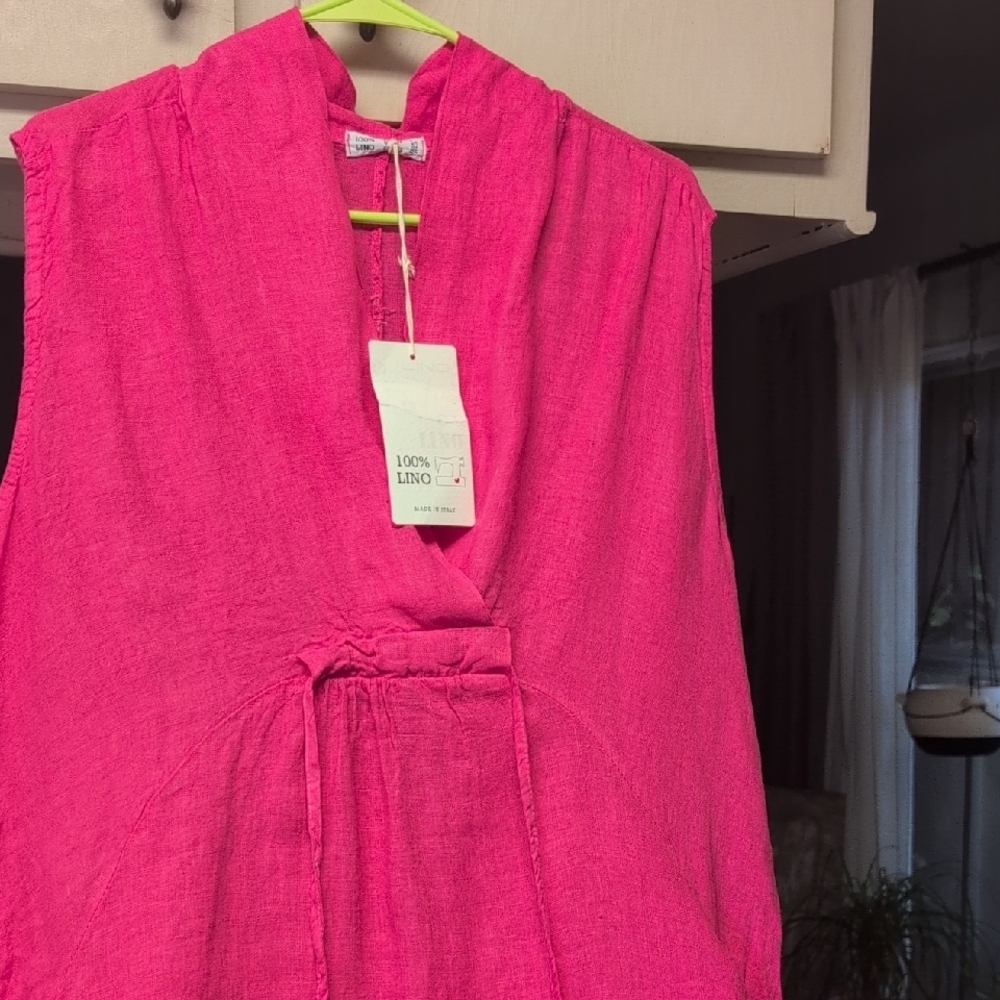 NWT 100 % Lino Made In Italy Linen Dress - Picture 2 of 11